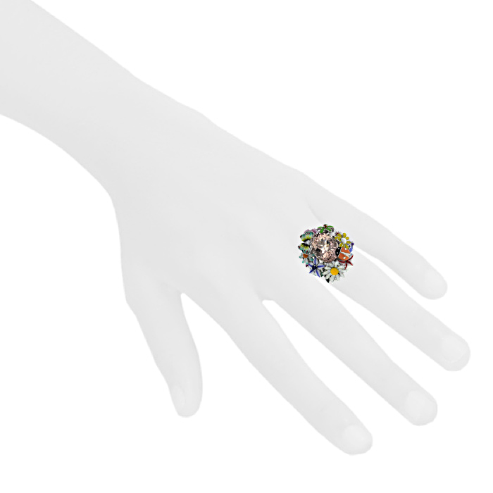 Dior Jardin de Milly-la-Forêt large model ring in white gold,  enamel and precious stones and in morganite - Detail D1