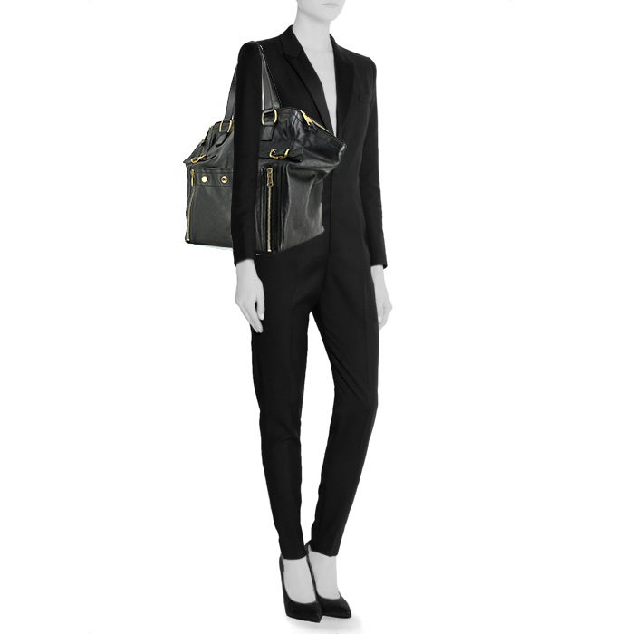 Borsa Downtown in pelle nera - Detail D1