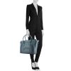 Celine Luggage medium model handbag in grey blue grained leather - Detail D1 thumbnail