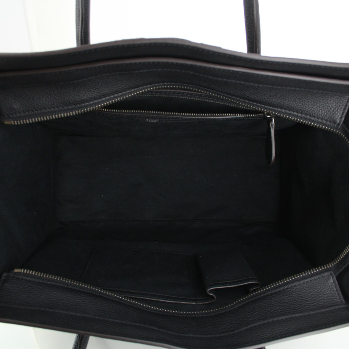 Sac à main Celine Luggage grand modèle en cuir grainé noir - Detail D2