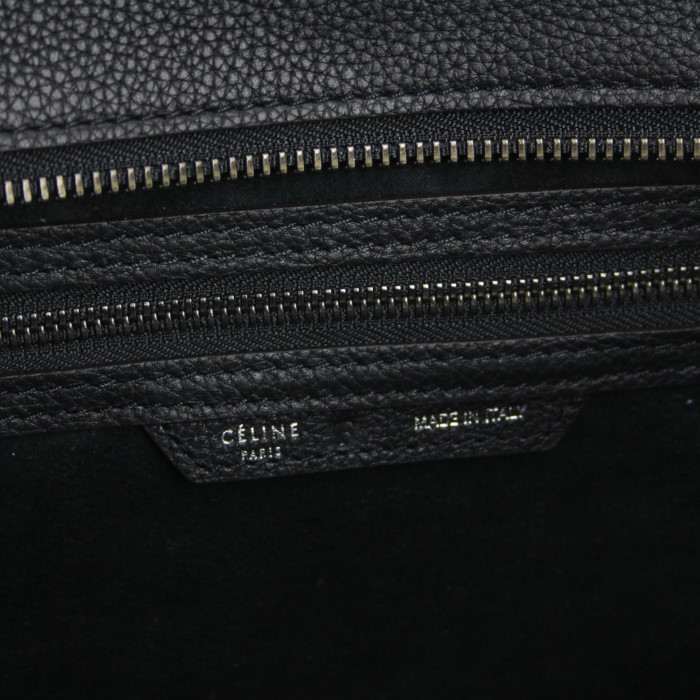 Sac à main Celine Luggage grand modèle en cuir grainé noir - Detail D3