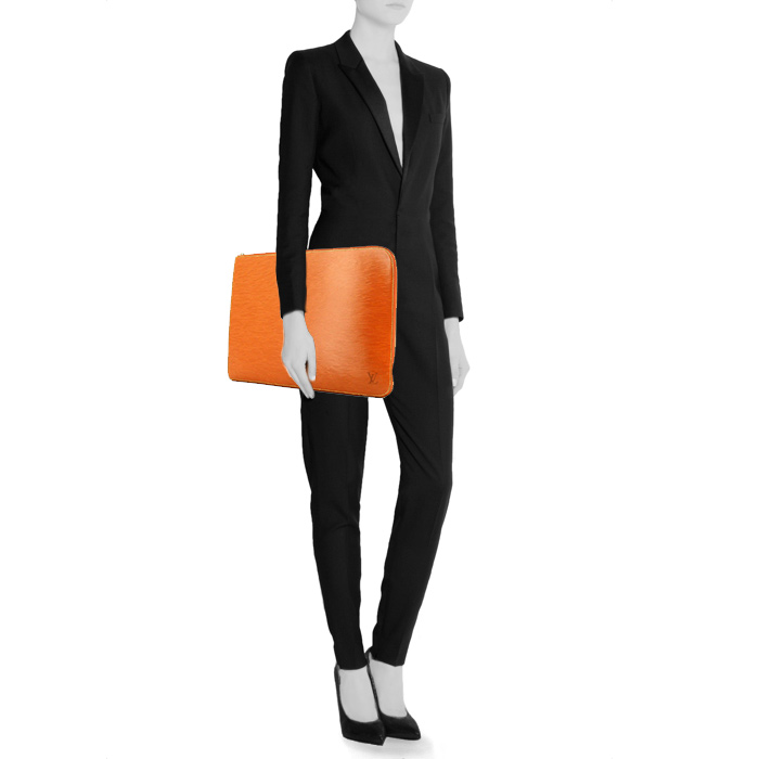 Pochette in pelle Epi marrone - Detail D1