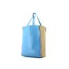 Celine Gusset shopping bag in beige and turquoise leather - 00pp thumbnail