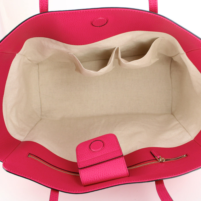 Sac cabas Gucci Swing en cuir grainé rose - Detail D2