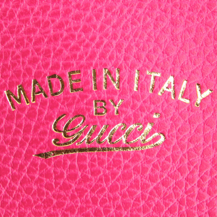 Sac cabas Gucci Swing en cuir grainé rose - Detail D3