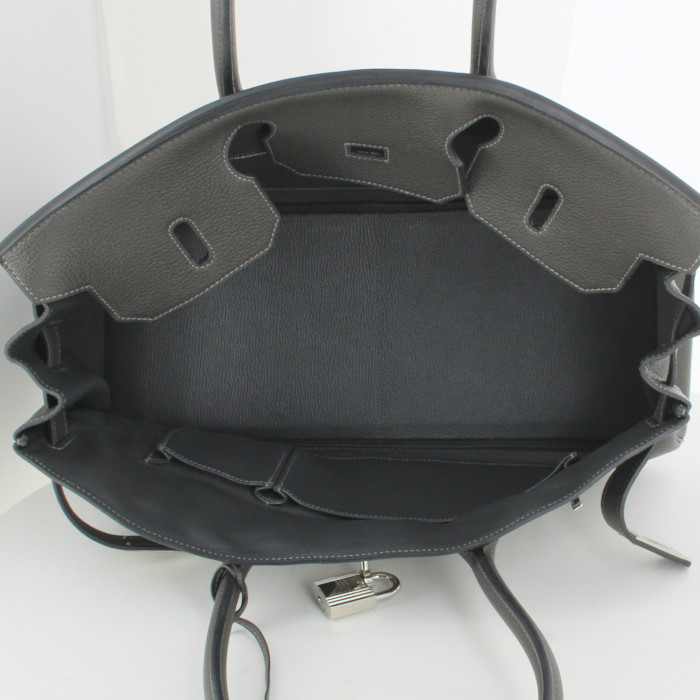 Sac à main Hermes Birkin Shoulder en cuir togo gris anthracite - Detail D2