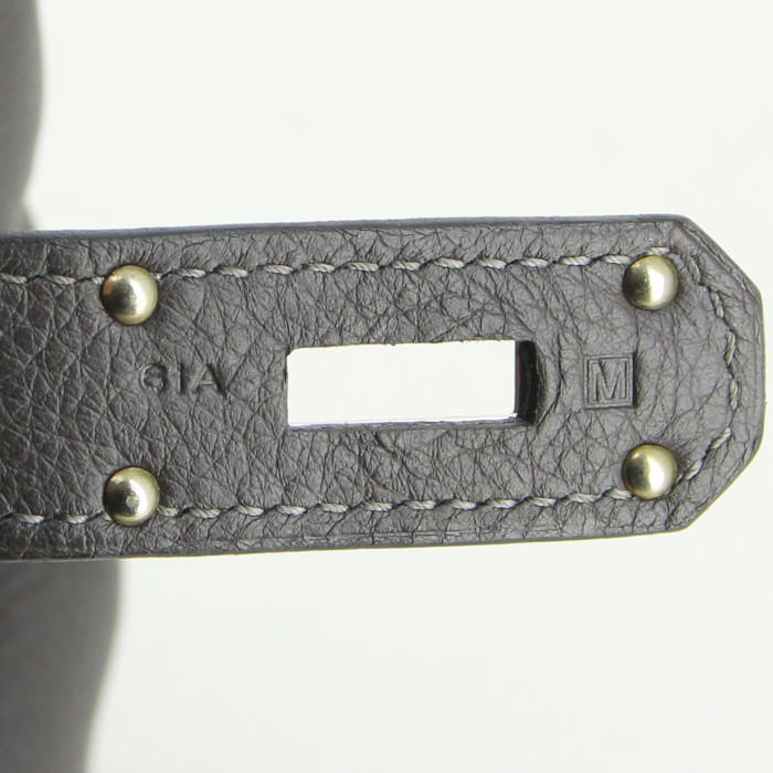Bolso de mano Hermes Birkin Shoulder en cuero togo gris antracita - Detail D4