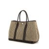 Hermes Garden shopping bag in beige whool and dark brown leather - 00pp thumbnail