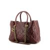Chanel shopping bag in burgundy quilted grained leather - 00pp thumbnail
