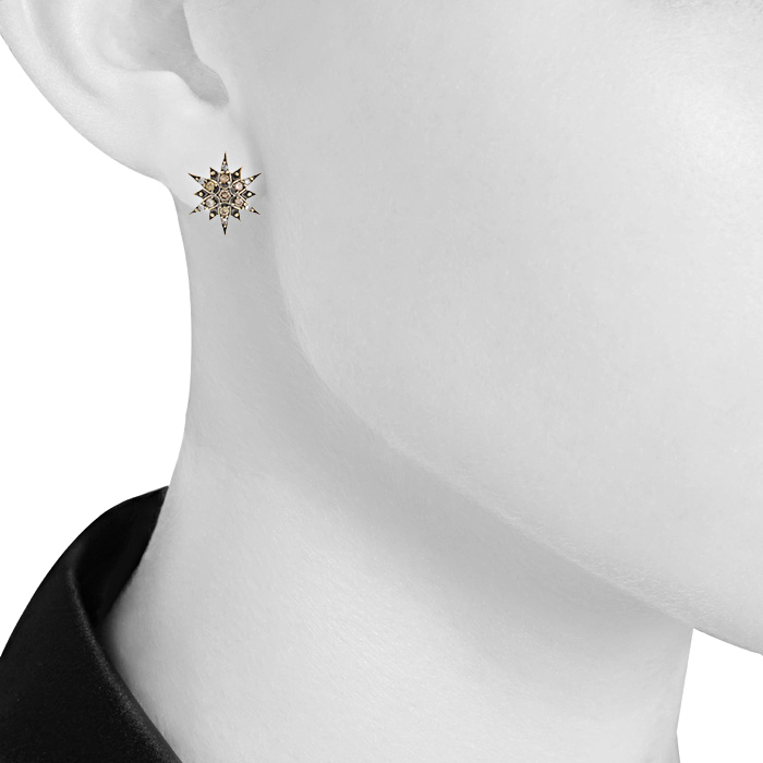 Pendientes H. Stern en oro negro,  diamantes champán y diamantes color coñac