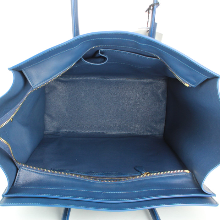 Sac à main Celine Luggage en cuir bleu-marine - Detail D2