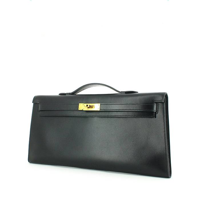 Hermes pouch in black box leather