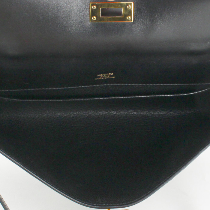 Hermes pouch in black box leather - Detail D2