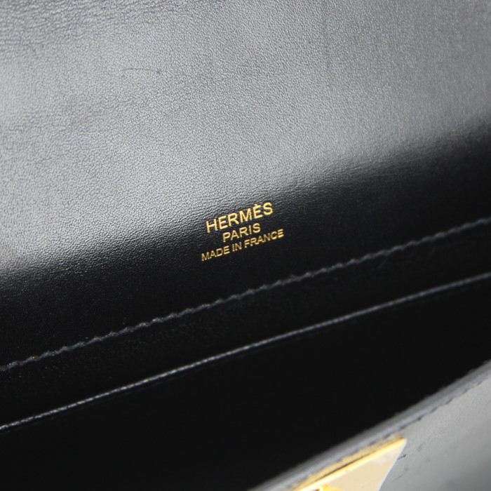 Bolsito de mano Hermes en cuero box negro - Detail D3