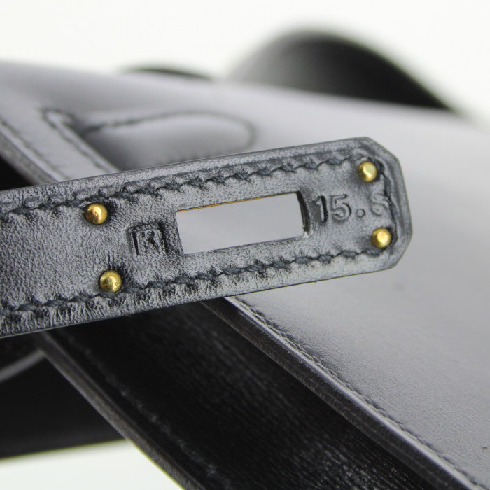 Hermes pouch in black box leather - Detail D4