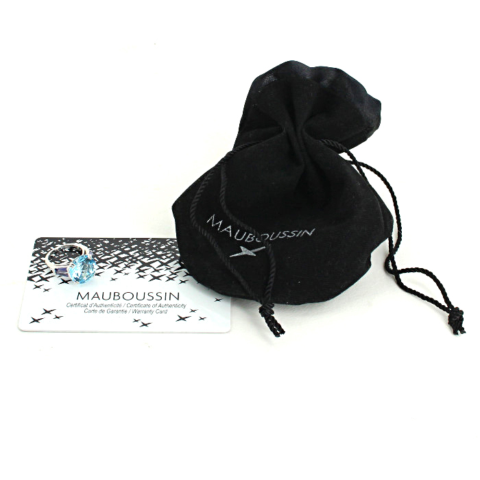 Sortija Mauboussin Extrêmement Libre et Sensuel en oro blanco y cordierita y en topacio azul - Detail D2