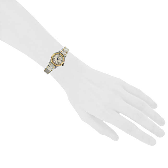 Cartier Santos Ronde watch in gold and stainless steel Circa 1990 - Detail D1