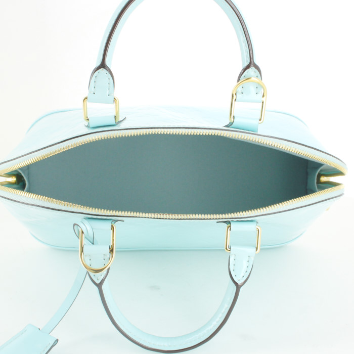 Louis Vuitton Alma handbag in light blue monogram patent leather - Detail D2