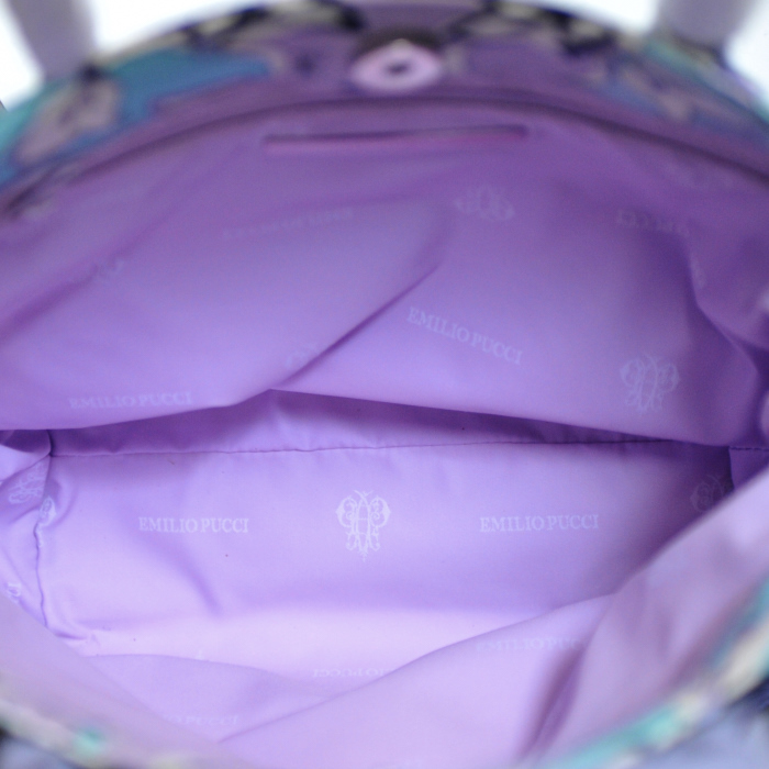 Bolso de mano en lona azul y malva - Detail D2