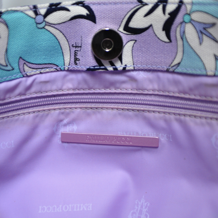 Bolso de mano en lona azul y malva - Detail D3