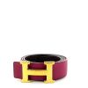 Ceinture Hermes en cuir grainé uni-ton rose-framboise - 00pp thumbnail