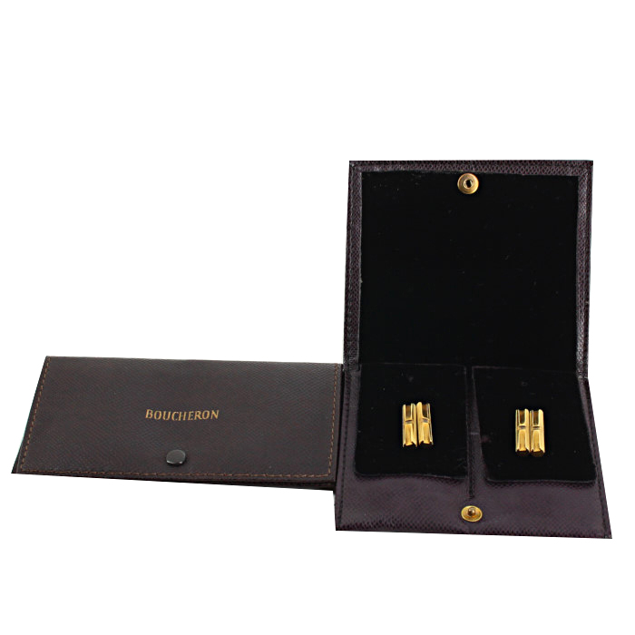 Paire de boutons de manchette Boucheron en or jaune et corail rouge - Detail D2