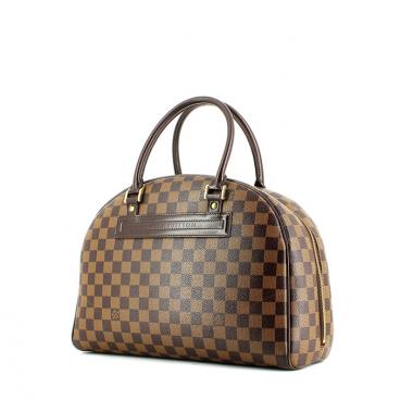 Sac à main Louis Vuitton en toile damier ébène et cuir marron