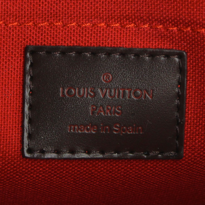 Bolso de mano Louis Vuitton en lona a cuadros revestida ébano y cuero marrón - Detail D3