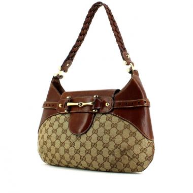 Borsa Gucci Pelham in tela monogram beige e pelle marrone