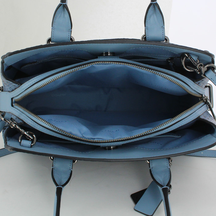 Sac bandoulière Coach en cuir bleu et noir - Detail D2