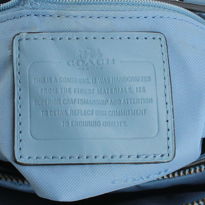 Coach shoulder bag in blue and black leather - Detail D3