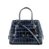 Coach shoulder bag in navy blue leather - 360 thumbnail