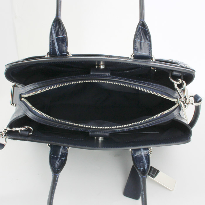 Bolso bandolera Coach en cuero azul marino - Detail D2