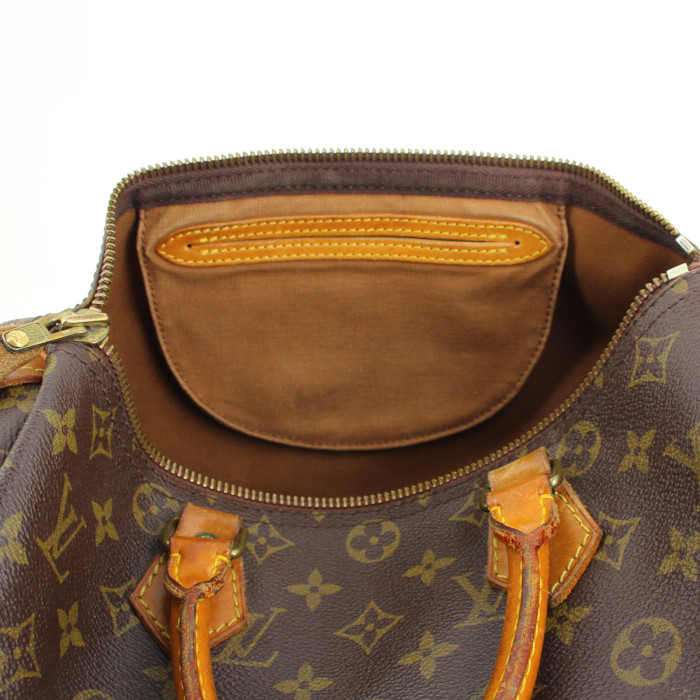 Borsa Speedy 30 in tela monogram e pelle naturale - Detail D3