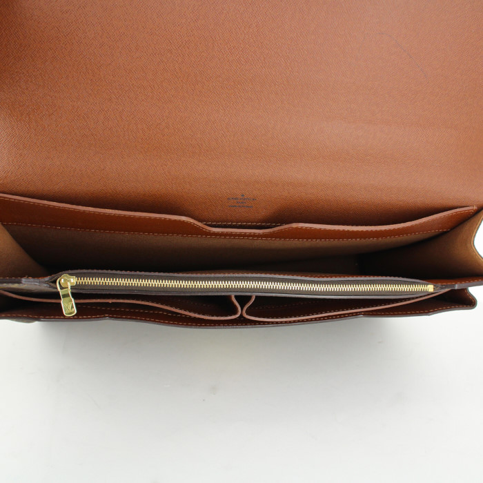 Borsa portadocumenti in tela monogram cerata e pelle naturale - Detail D2