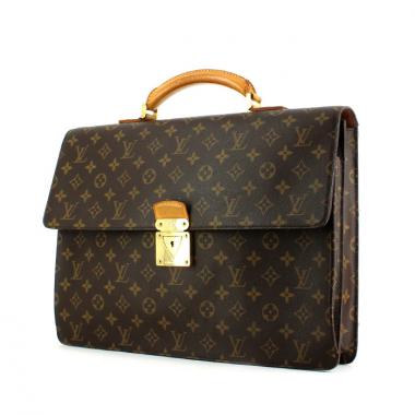 Porte-documents Louis Vuitton en toile monogram enduite et cuir naturel