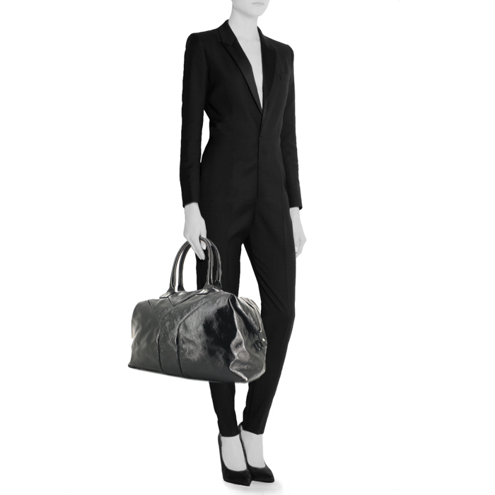 Borsa Yves Saint Laurent Easy in pelle verniciata nera - Detail D1