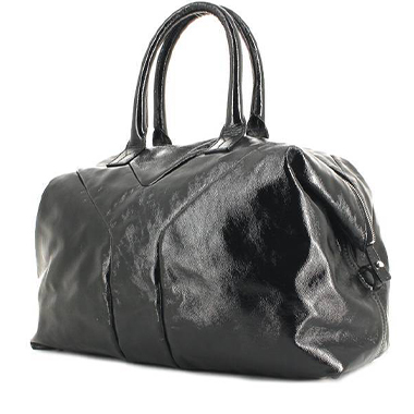 Yves Saint Laurent Muse Two Cabas Tote Black Patent Leather Large Shoulder Bag