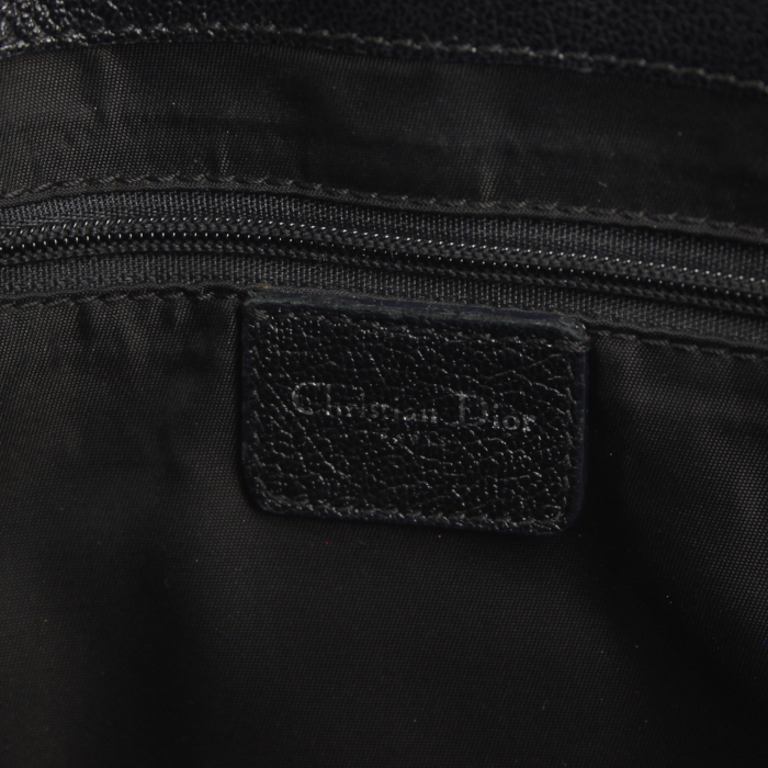 Sac à main Dior en toile monogram noire et cuir noir - Detail D3