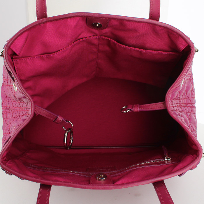 Borsa in tela cannage rosa fucsia e pelle rosa - Detail D2