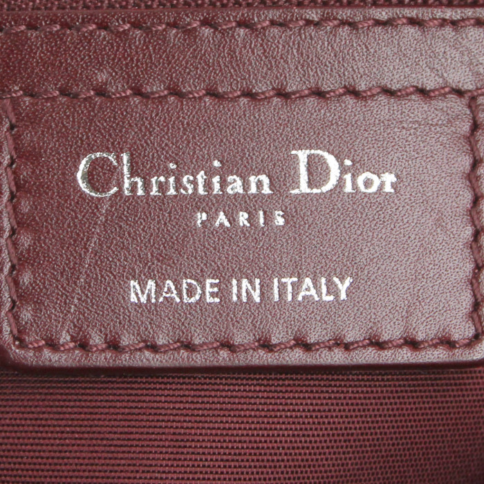 Sac à main Dior grand modèle en toile cannage bordeaux et cuir bordeaux - Detail D3