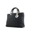 Dior Lady Dior large model handbag in grey canvas cannage and black patent leather - 00pp thumbnail