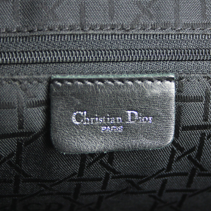 Borsa Lady Dior modello grande in tela cannage grigia e pelle verniciata nera - Detail D4