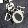 Dior Lady Dior large model handbag in grey canvas cannage and black patent leather - Detail D5 thumbnail