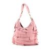 Yves Saint Laurent Saint-Tropez handbag in varnished pink suede and pink leather - 00pp thumbnail