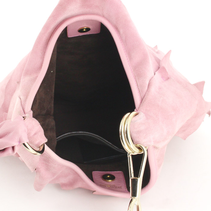 Borsa Yves Saint Laurent Saint-Tropez in camoscio rosa pallido e pelle rosa - Detail D2