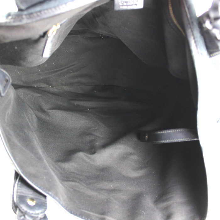 Shopping bag Gucci Pelham in tessuto monogram nero e pelle nera - Detail D2