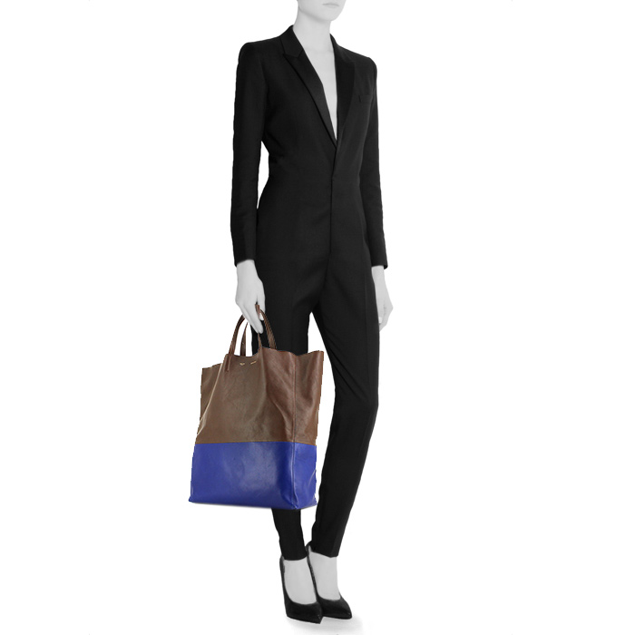 Celine Handbag in brown and blue bicolor leather - Detail D1