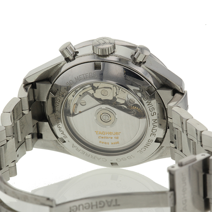 TAG Heuer Carrera Automatic Chronograph Tachymeter watch in stainless steel Ref: CV2011 Circa 2000 - Detail D2