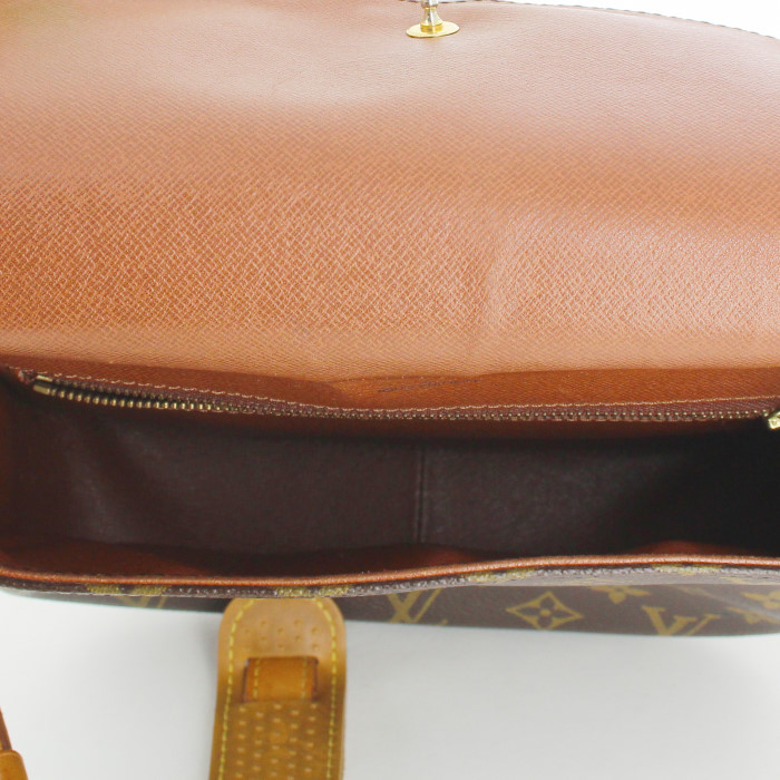 Louis Vuitton Saint Cloud shoulder bag in brown monogram canvas and natural leather - Detail D2